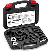 Powerbuilt 14-Pc Power Steering and Alternator Pulley Tool Set - 648605 | Pulley tool set removes and installs power steering pump and alternator pulleys with multiple adapters and storage case.