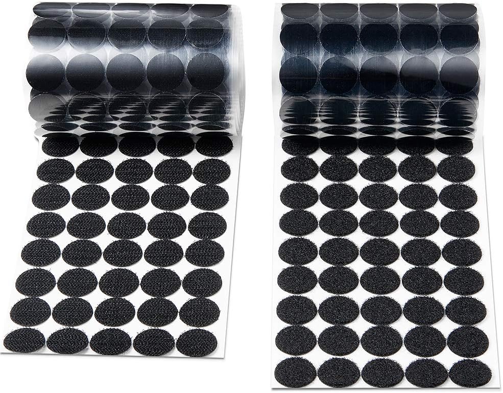 Heze 1000 pcs (500 Pair Sets) 20mm Diameter Sticky Back Coins Hook & Loop Self Adhesive Dots Tapes (Black)