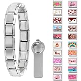 papasgix Italian Charm Bracelet Charms Silver Gold Set with Starter Brascelet 20pcs Assorted Italian Charms for Bracelets and Opening Tool 9mm Modular Italian Charm Bulk Pack Links Handmade DIY Jewelry
