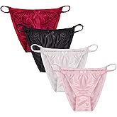 100% Silk Panties Sexy Satin Bikini Panties for Women (4-Pack)