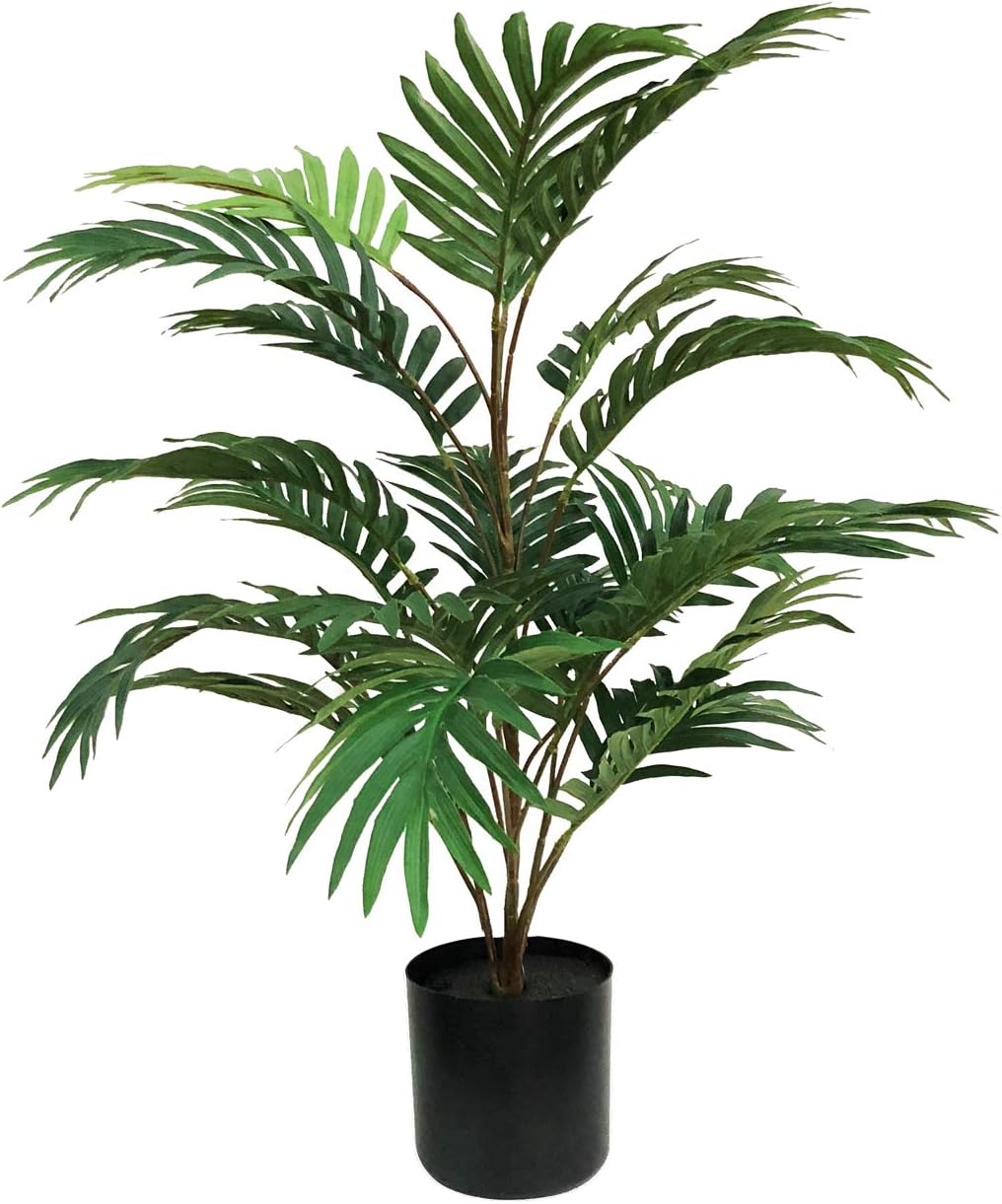 BESAMENATURE Artificial Palm Tree Plant, Potted Silk Plant for Indoor Decor, 27 inches Tall, Green