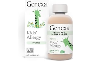 Genexa Kids Allergy Medicine | Clean Allergy Relief for Children | Treats Runny Nose, Sneezing & Itching | Vegan & Non-GMO | 12.5mg Diphenhydramine HCl 4 fl oz | Organic Agave Syrup Flavor | Ages 6+