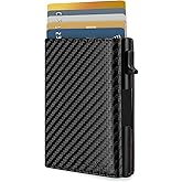 TopMost Genuine Leather Pop Up Wallet for Men, Credit Card Holder, RFID Blocking Ridge Wallets for Men with ID Window, Slim, Minimalist, 5-9 Card Capacity & Cash Slot