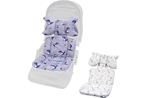 LAT LEE AND TOWN Baby Seat Liner for Stroller-Universal Soft & Breathable Stroller Cushion,Detachable Pillow Car Seat Liner,Cotton Baby Stroller Pad(Dinosaur+Giraffe)