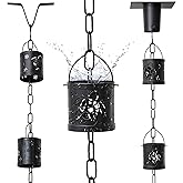 Go Panache 8.5 FT Rain Chain with 12 Aluminum Cups | Durable Rain Chains for Gutters - Easy Install, Rust-Proof Rain Catcher Chains for Outside with Included Gutter Adapter, Unique &amp; Artistic Design