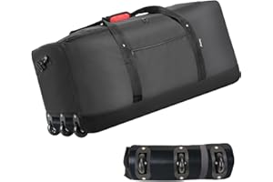 Finnhomy 120L Foldable Rolling Duffel Bag with 3 Wheels, Light Weight Travel Duffel bag with Large Loading Capacity, 32 inch Rolling Duffel bag with Shoulder Strap for Travel Camping Sports