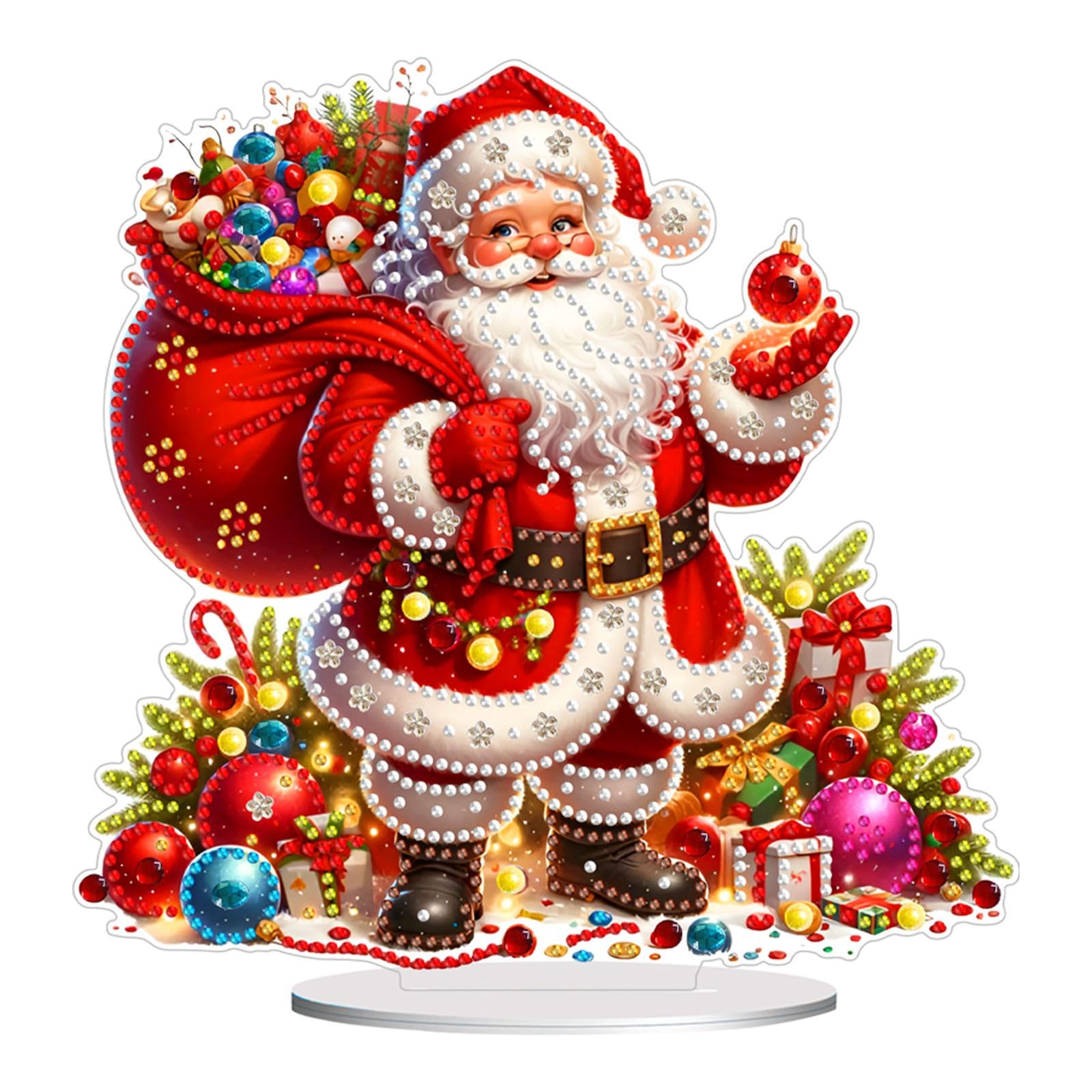 Lebartm DIY Diamond Art Painting Desktop Ornaments Christmas Atmosphere Tabletop Ornaments Single Sided Diamond Design Home Decor-Santa Claus02