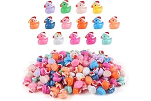 DIINOKIY 160 Pcs Christmas Mini Resin Ducks Tiny Santa Fairy Hat Duck Miniature Micro Landscape Garden Dollhouse Decor for Xmas Accessories DIY Craft Slime Party Gifts Prank Game Ornament Potted Plants