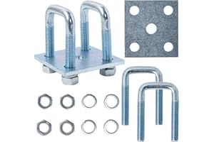 YMDGGDCH 2 Pack Heavy-Duty Square U-Bolt Kit for 2x2 Square Tube, Includes Nuts, Washers and Frame Plates, Rust-Resistant for