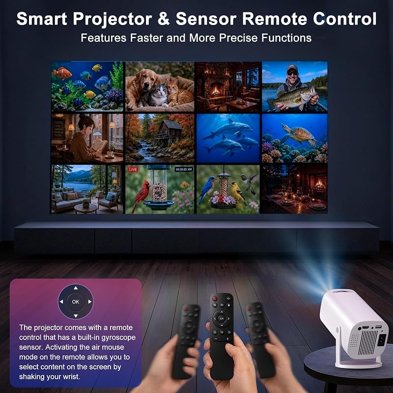 Mini Beamer 4K/1080P Unterstützt, Beamer Outdoor, Tragbarer Projektor