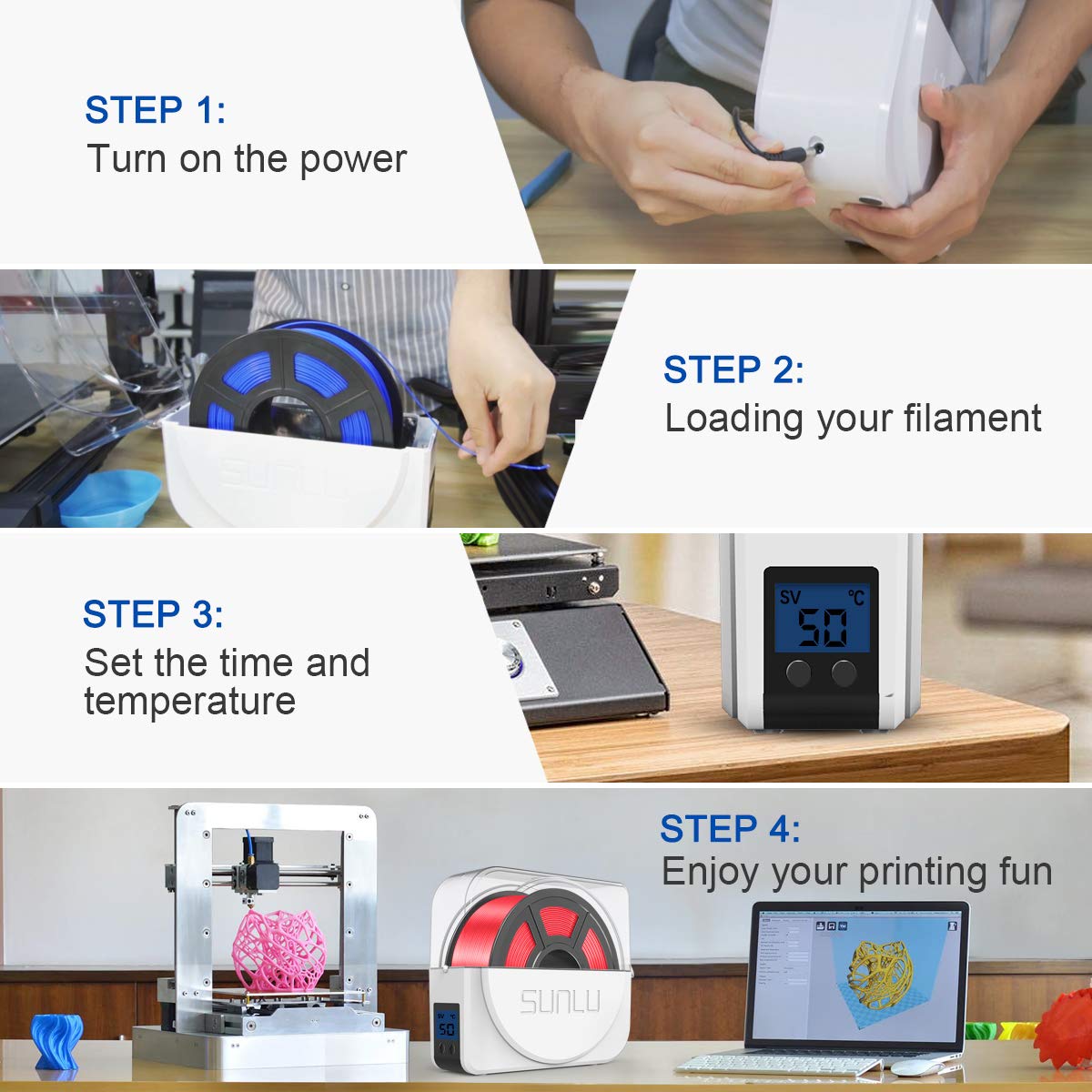 Dryer Box of 3D Printer Filament, SUNLU 3D Filament Dryer Box S1, Keeping Filaments Dry During 3D Printing, Filament Holder - Image 4