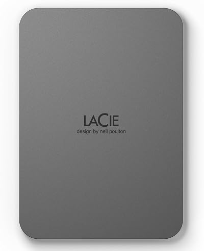 LaCie 2TB Portable External Hard Drive Space Grey Rescue Data Recovery Included