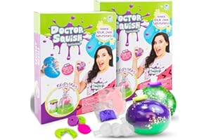 Doctor Squish Squishy Pack Refill | with 10 TPR Balloons, 10 Reusable Clips, Sparkles & Slime Powder | Make Your Own Squishies with Your Squishy Maker | 1 Pack