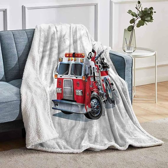 YUAZHOQI Truck Throw Blankets Fire Brigade Vehicle Cuddle Blankets for