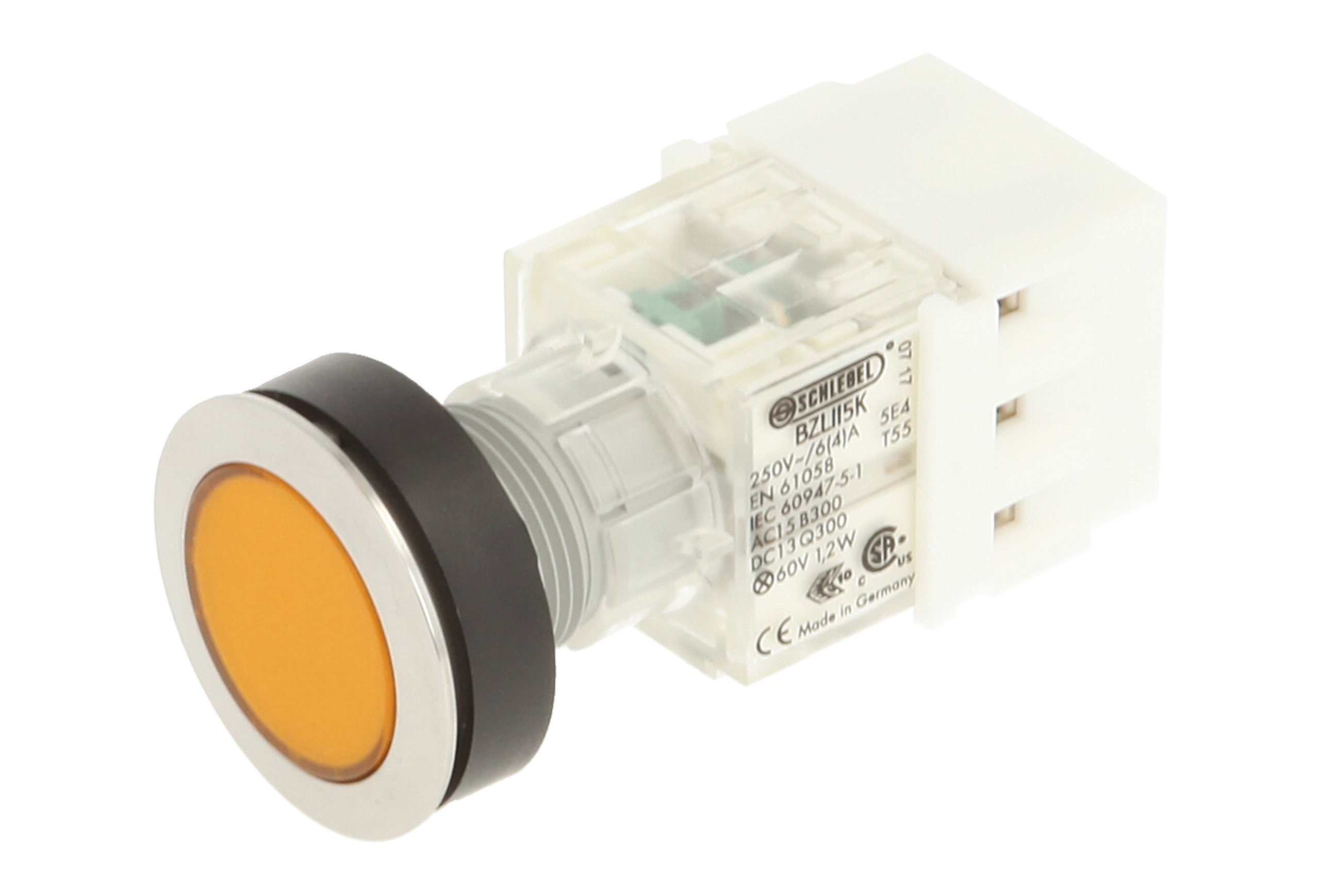 Club 23.000.476 Stainless Steel Push Button Switch Cap Light Up Push Button Contact Encoder 2 and Screw On Connector 24 V LED YELLOW (Pack of 2)