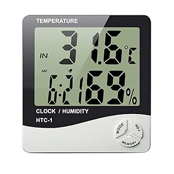 Aptechdeals Htc-1 Digital Hygrometer Thermometer Humidity Meter With Clock Lcd