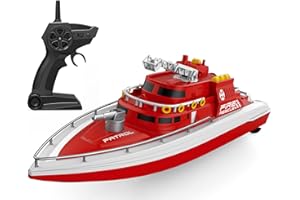 SSCCGYM RTR Remote Control Boat 1: 28 Scale Simulated Fireboat 4CH Electric RC Watercraft 15km/h w/ 3 Motors Spaying Water on Lake Pool for Boy Kids 8y+