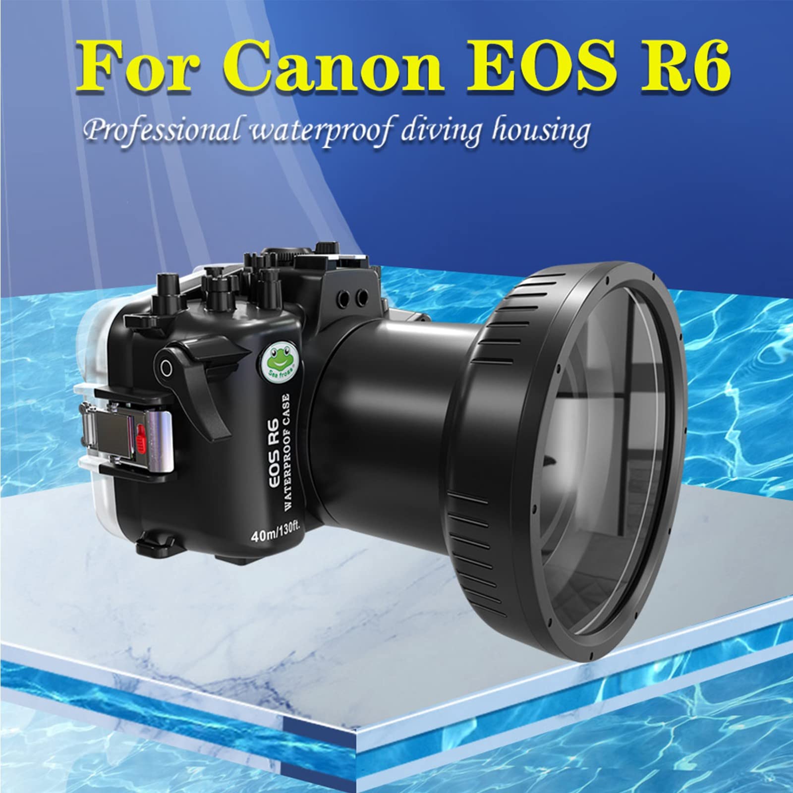 Seafrogs Underwater Housing for Canon EOS R6 Waterproof Case with 100mm Flat Port Compatible with 16-35mm, 24-105mm,100mm and 15-35mm Lens