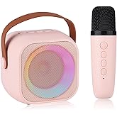 Mini Karaoke Machine for Kids Adults,Portable Bluetooth Speaker with Wireless Microphone and LED Lights,Party,Christmas,Birthday Gifts for Girls Boys,Perfect for Family Party Outdoor Travel