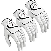 FINGER TEN Mens All Premium Soft Cabretta Leather Tour Fit Grip Left Hand Lh Right Hand Rh with Cadet Size Golf Gloves Value 3 Pack Size from Small to XXL