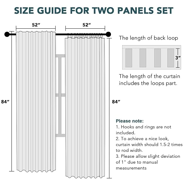 100% BLACKOUT CURTAINS 84 INCH LENGTH 2 PANEL THERMAL INSULATED BLACK OUT CURTAIN FOR LIVING ROOM BEDROOM WINDOW DRAPES CHENILLE THICK LINEN NEUTRAL RUSTIC FARMHOUSE, 52″ W X 84″ L,CLOUD(NOT SOLID)