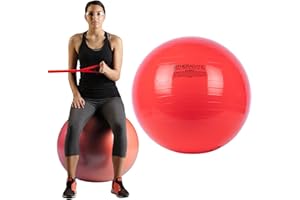 THERABAND Exercise Ball, Stability Ball with 55 cm Diameter for Athletes 5'1" to 5'6" Tall, Standard Fitness Ball for Posture, Balance, Yoga, Pilates, Core, & Rehab, Red