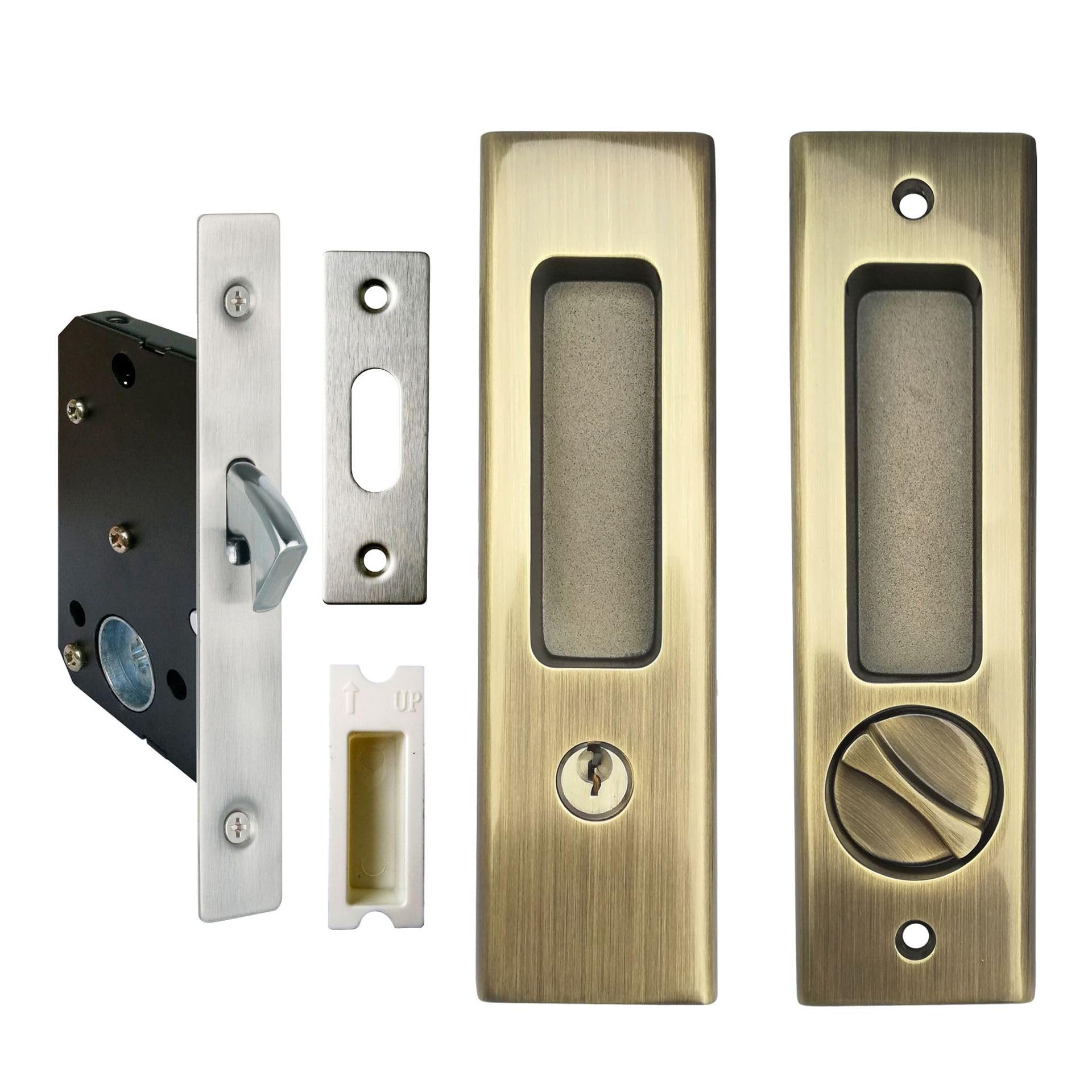 Sliding Pocket Door Lock Mortise Lock Pocket Door Lock Handle Invisible Recessed Handle Wooden Door Lock/160mm-bronze — image 1