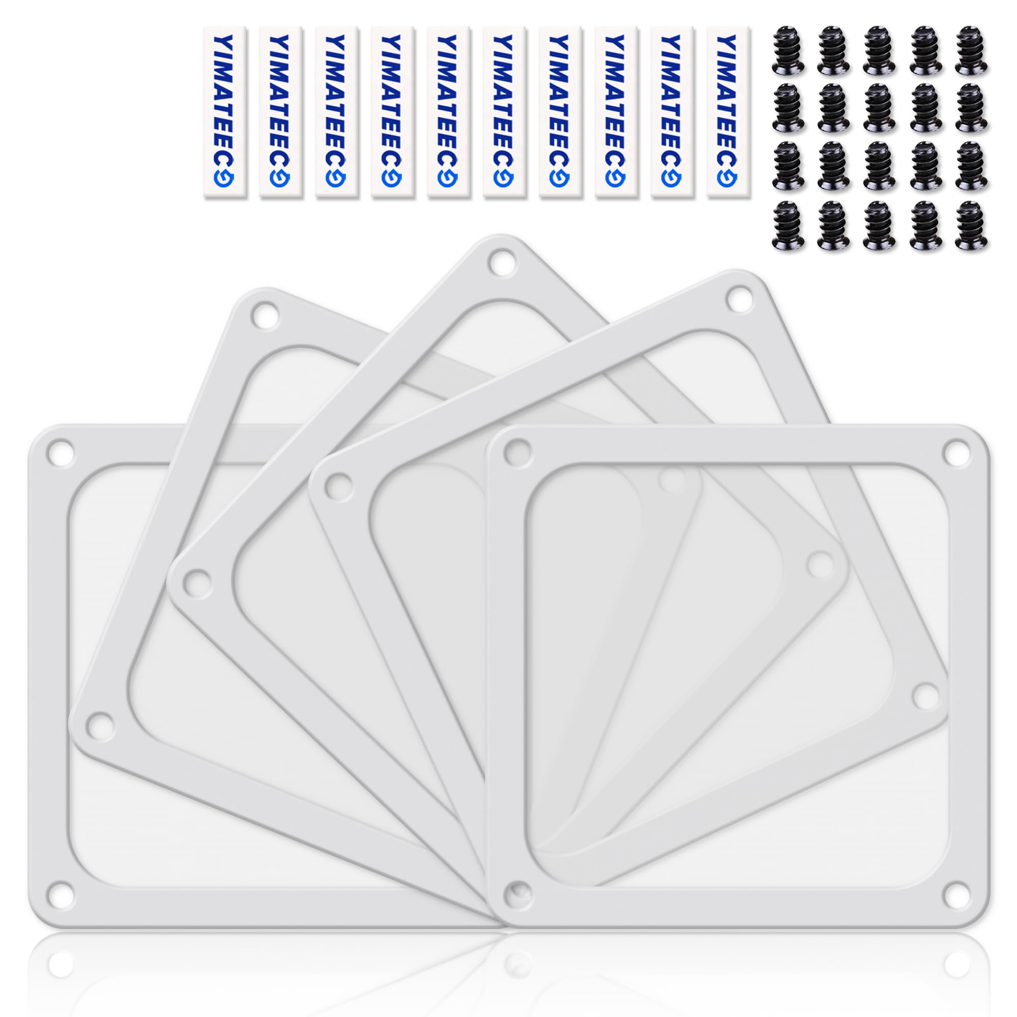 YIMATEECO 120mm Dust Filter PC for Computer Cooler/PSU/Routers, 5 Pack Magnetic PC Fan Dust Cover Nylon 80 Mesh Dustproof PC Cooler Filter Fan Grills (Nylon, 120 * 120mm, 5pcs, White) — image 1