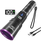 TrixHub 365nm Black Light Flashlight, UV Flashlight Rechargeable with LCD Display, Powerful Ultraviolet Lights for Pet Urine Detection, Resin Curing, Rockhounding, Scorpion, Uranium Glass, A/CLeak