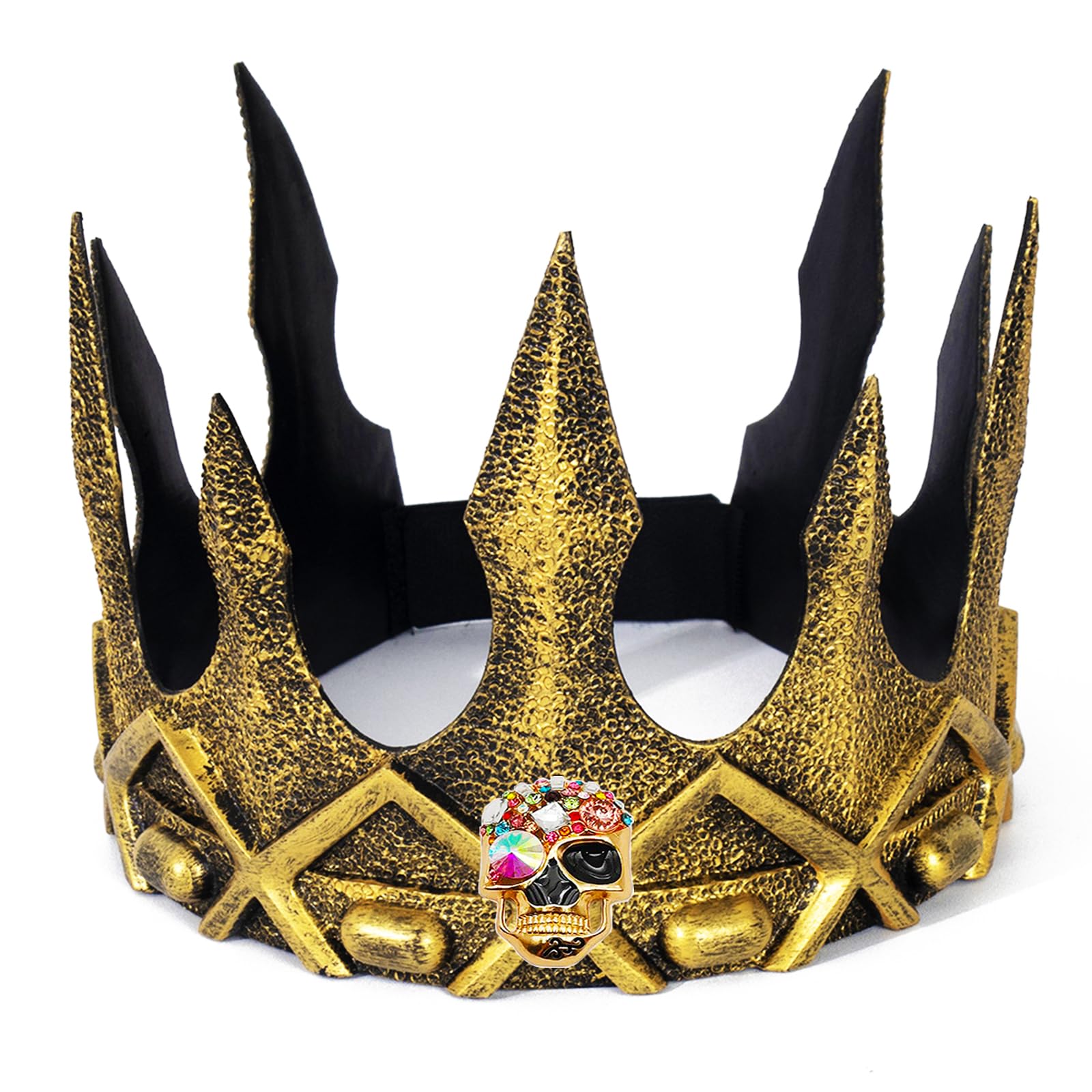 Photo 1 of Golden Skull King Crown, Royal Silver Crown for Men Women Birthday Costume Prom Party, Prince Cosplay Headdress, Halloween Cosplay Prop Holiday Party Favors