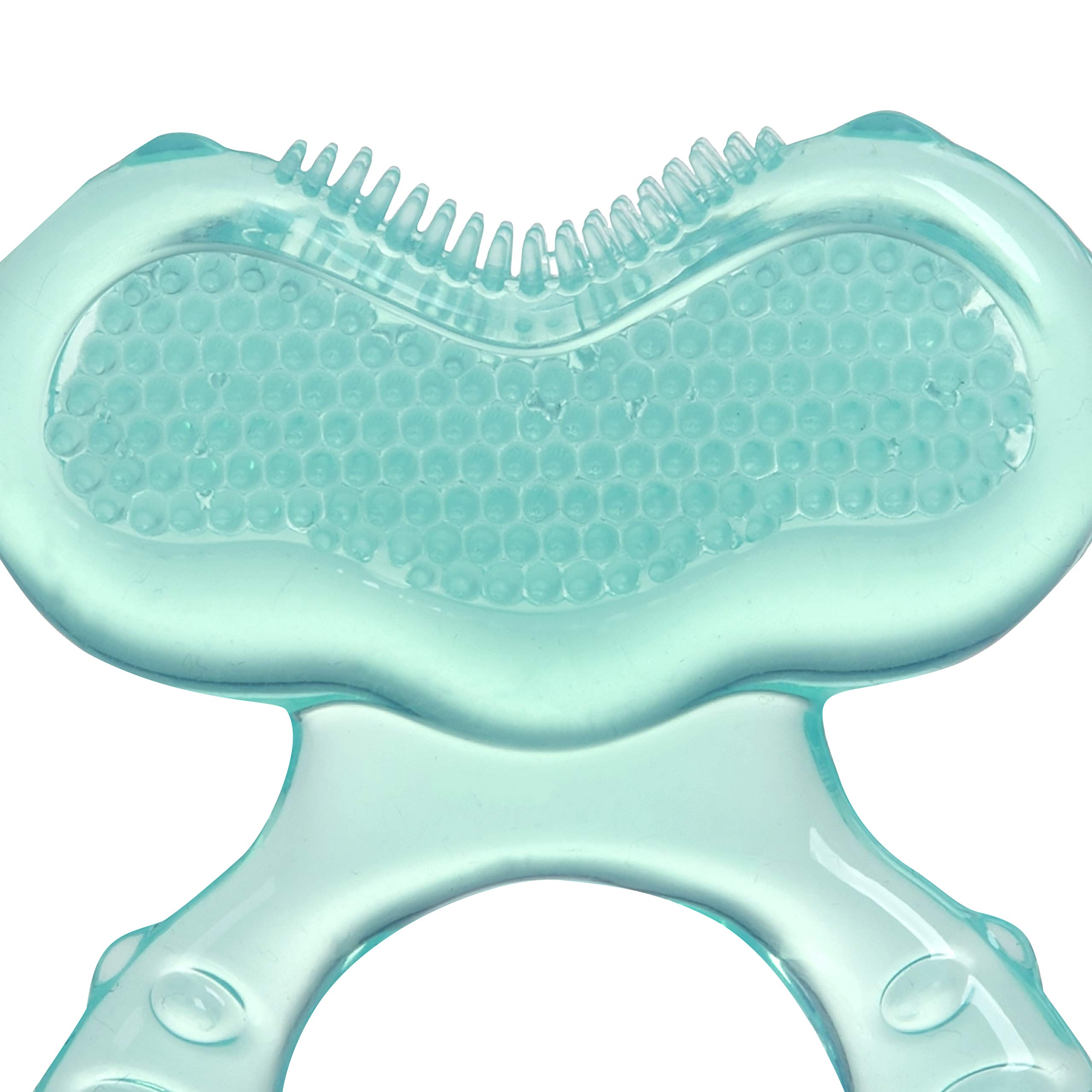 Nuby Silicone Teethe-EEZ Teether with Bristles, Includes Hygienic Case, Aqua