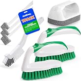Holikme 7 Pack Cleaning Brush Scrub Brush Kitchen Brush for Floor,Green | Deep Cleaning Brush Set, Scrub Pads with Scraper Tip for Pool Walls, Bathroom, Grout, Floor, Bike, Tub, Shower