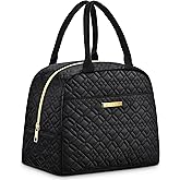 LOKASS Lunch Bag Women Insulated Lunch Box Thermal Lunch Tote Bags for Adults Work(Black-Embroidery)