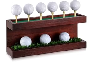 Menkxi Rustic Wood Golf Ball Holder 12.5 x 3 Inch Wall Mounted Vintage Display Stand Floating Shelf with Golf Tees for Christmas Storage Party Decor Supplies