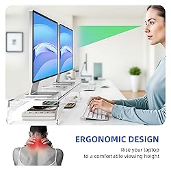 AFOOYO Clear Acrylic Dual Monitor Stand Riser,LED
