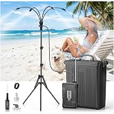 Portable 4 Gallon Misting System with 15000mAh Rechargeable Pump, Stand, 33FT Hose &ndash; Powerful Outdoor Water Bucket Misters for Outside Patio Cooling, Backyard, Canopy, Sports, Greenhouse, Camping