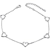 DAOCHONG Anklet for Women S925 Sterling Silver Adjustable Foot Heart Lotus Infinity Moon Srars Flower Pearl Multilayer Layered Ankle Bracelet Beach Jewelry
