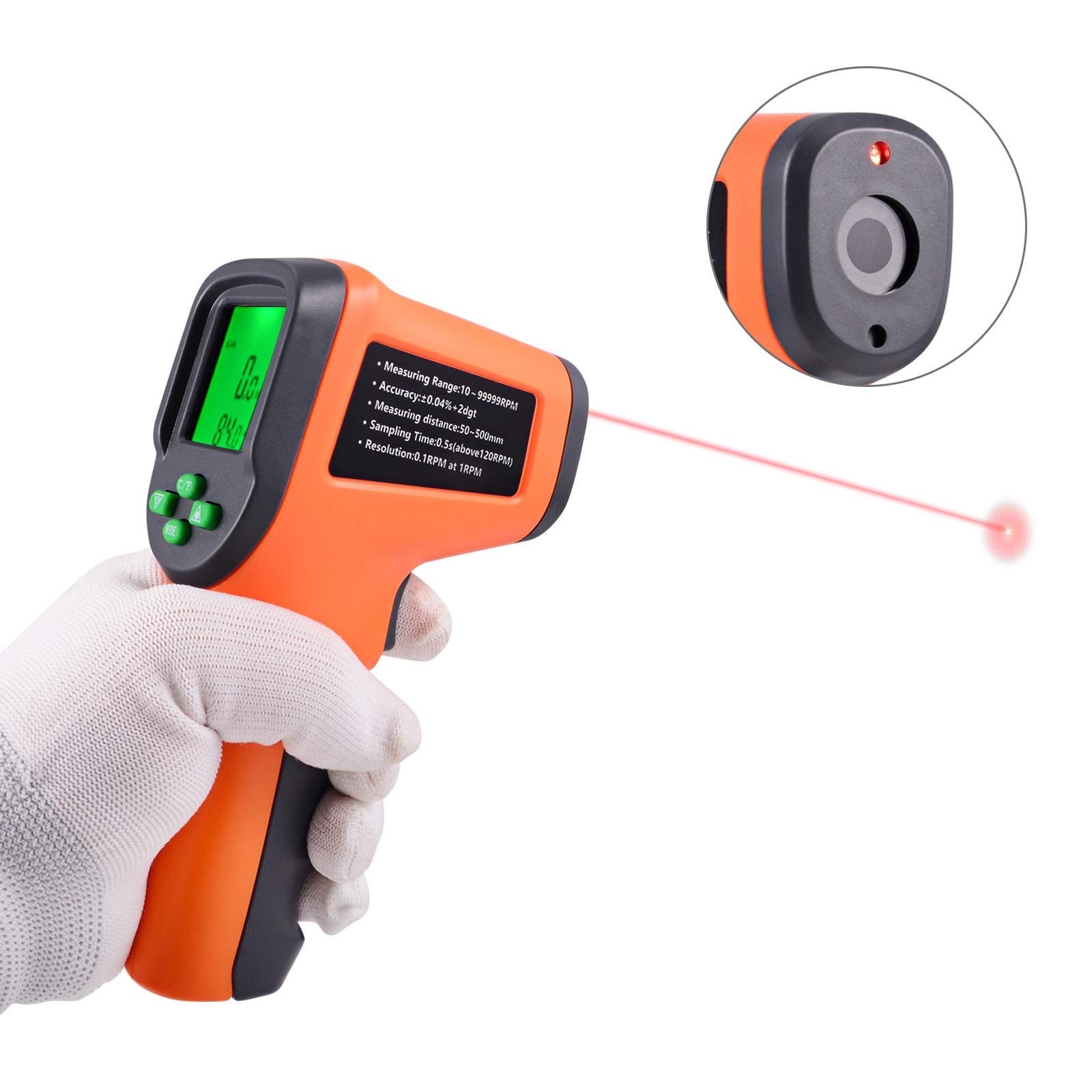 Ehdis Digital LCD Laser Photo Tachometer NonContact RPM Meter Motor