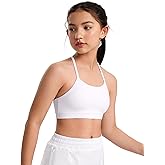 CRZ YOGA Girls Butterluxe Y Back Sports Bra - Yoga Athletic Casual Tops Scoop Neck Spaghetti Strap Padded Crop Kids Teen