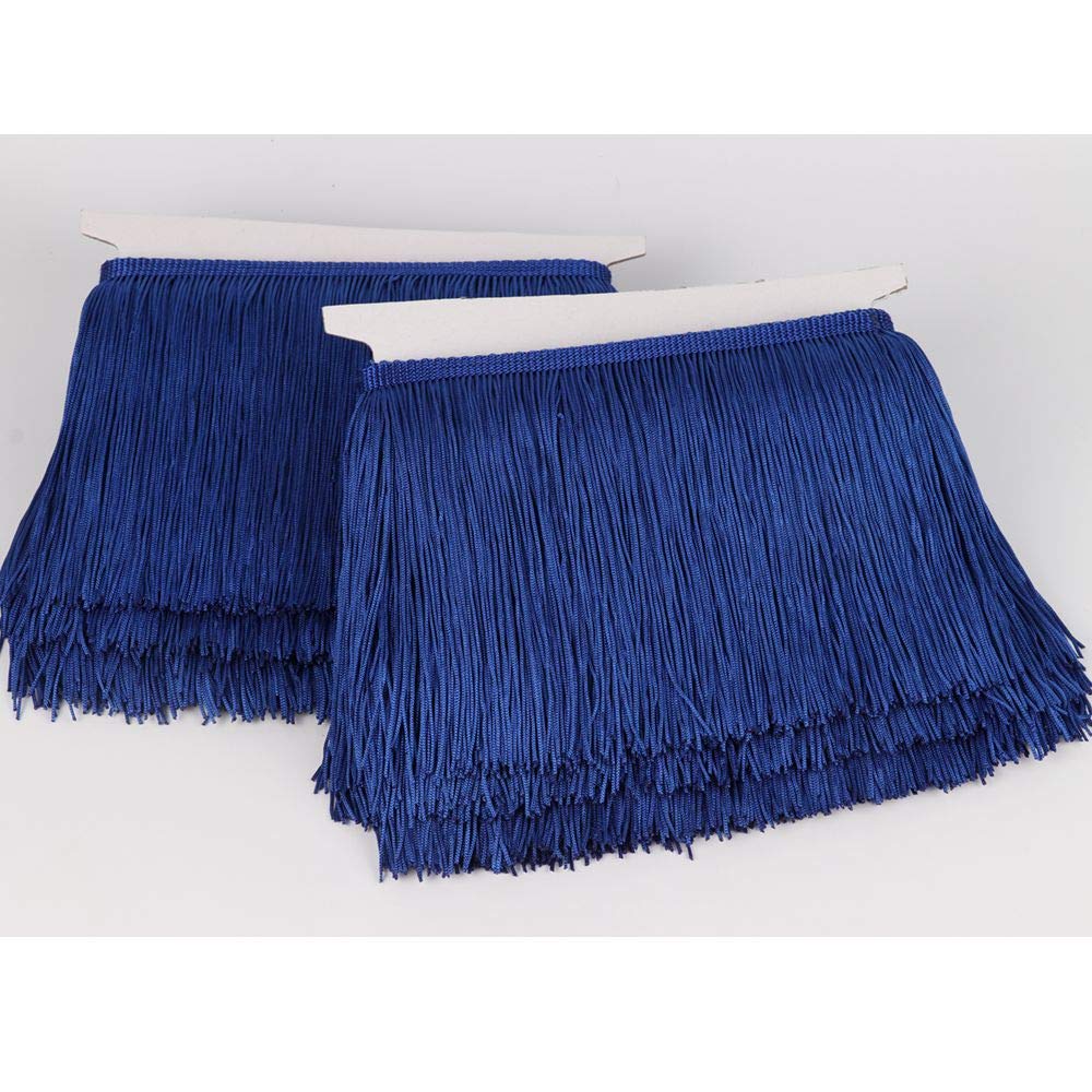 Fringe Trim Lace Polyerter Fibre Tassel 6 inch（″） Wide 10 Yards Long for Clothes Accessories and Latin Wedding Dress and DIY Lamp Shade Decoration Black White Red Gold Blue Pink Grey (Royal Blue)