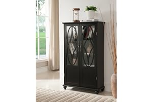Pilaster Designs Tyler Contemporary Wood China Curio Display Cabinet in Black