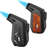 2 Pack Torch Lighter, Zoocura Single Jet Flame Butane Lighters Refillable Torch Lighter Adjustable Gas Lighter Windproof Lighters for Men BBQ Grill Camping (Fuel Not Included)