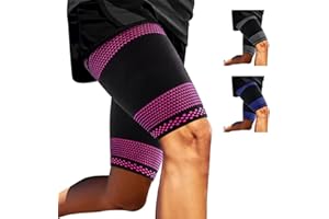 ABYON Thigh Compression Support Sleeves (1 Pair), Thigh Brace Breathable Elastic for Hamstring Quadricep Pain Relief, Anti-Slip Upper Leg Sleeves for Men and Women