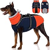 SUNFURA Large Dog Coat with Harness Built in, Warm Dog Jacket Waterproof Pet Winter Coat Snowsuit for Cold Weather, Reflective Fleece Jacket for Large Dogs, Border Collie, Blue XL
