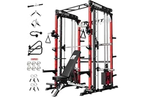 RitFit M1 Pro Smith Machine Package, All-in-One Power Cage with Weight Stack Set, Includes LAT Pulldown & Cable Crossover System for Home Gyme