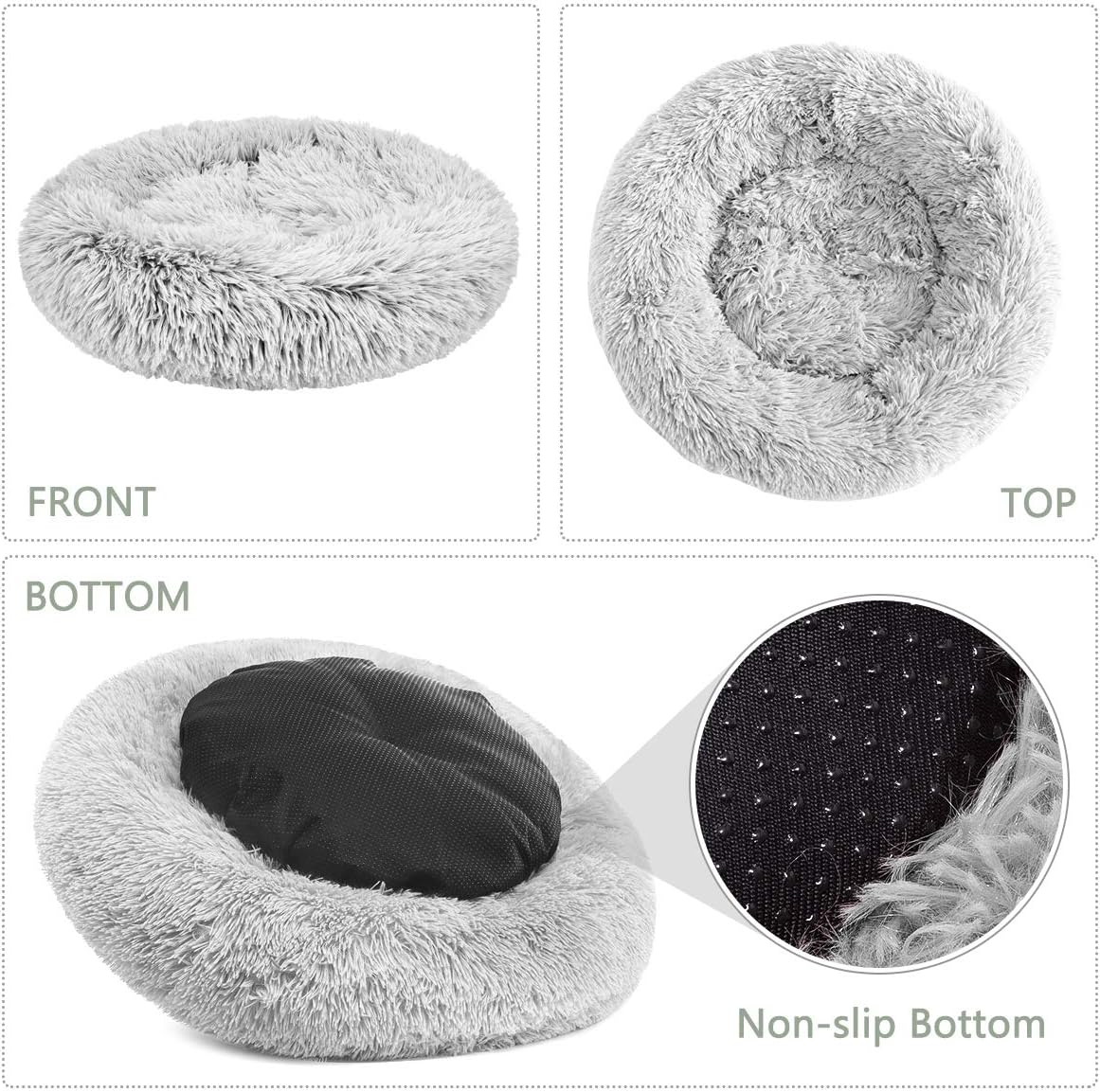 GASUR Dog Bed Cat Beds Donut, Soft Plush Round Pet Bed Small Mini Medium Size Calming Bed, Self Warming Winter Indoor Snooze Sleeping Kitten Bed Puppy Kennel (2020", Frost) : Kitchen & Dining