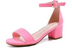 LAURMOSA Girls High Heels Sandal for Girls Open Toe Ankle Buckle Strap Dress Shoes for Little Big Kids in Wedding Party Block Chunky Pump Sandals