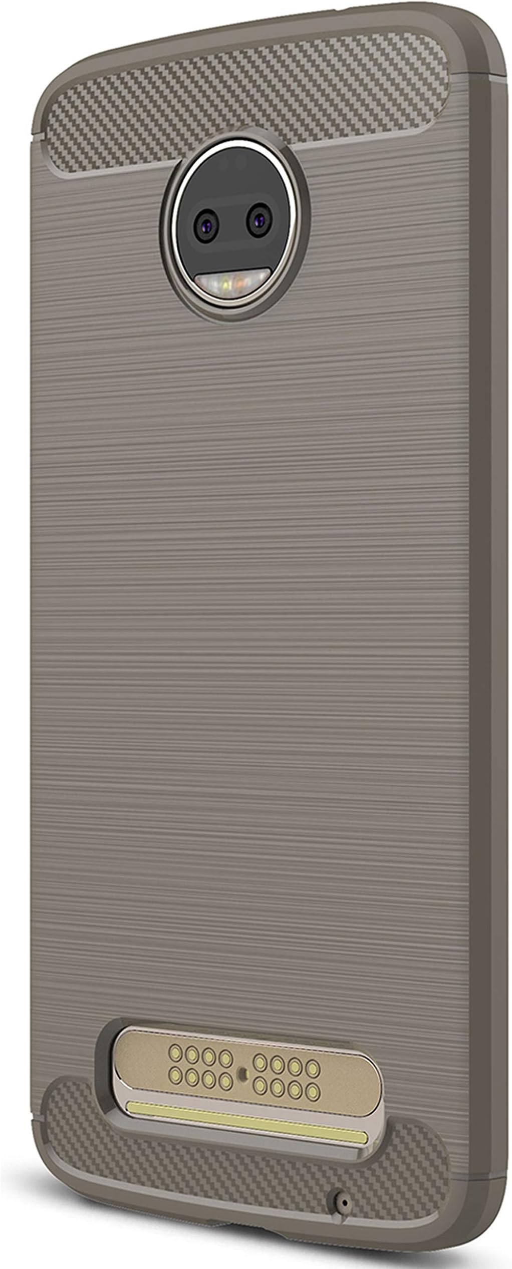 XINFENGDI Case for Moto Z2 FORCE, Shockproof Brushed Rugged Grip Case, Flexible Silicone Cover with Carbon Fiber Design for Moto Z2 FORCE - Grey