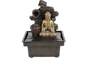 Tabletop Water Fountain Buddha Statue Desktop Indoor Waterfall Fountain Tabletop Humidifiers Home Decoration for Office, Livi