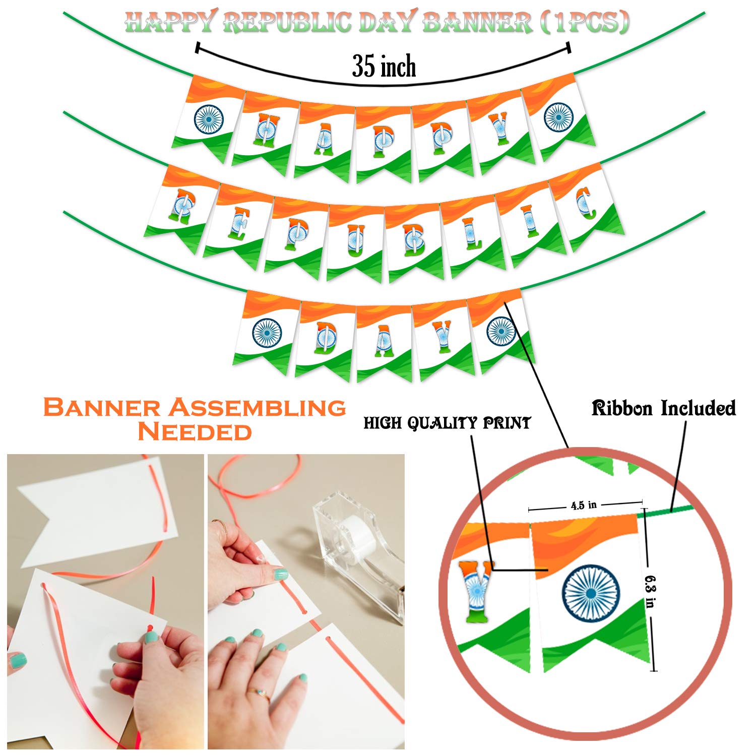 Party Propz 3 Feet Multicolor Triangle Flag Paper Bunting Banner